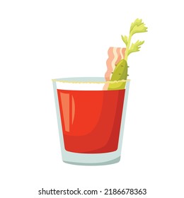 Vector illustration of a club alcoholic cocktail. Bloody Mary