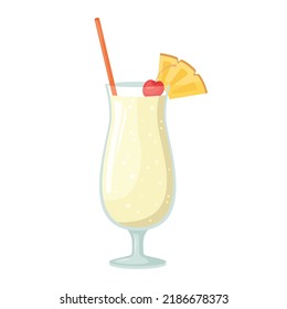 Vector illustration of a club alcoholic cocktail. Pina Colada