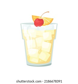 Vector illustration of a club alcoholic cocktail. Tom Collins