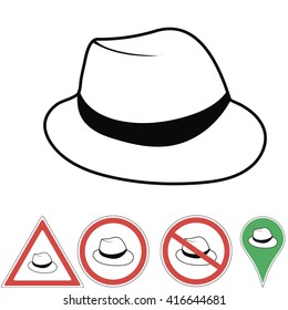 Vector illustration club hat  Vintage man's fedora hat label isolated on white background. Design template for label, banner, badge, logo. Vector.