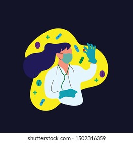 Vector Illustration Of Clumsy Doctor's Laboratory Results In Flat Style Design