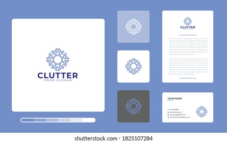 Vector illustration of clutter logo design template. Isolated on a colored background.