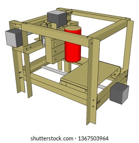 Vector illustration of a cnc machine on white background