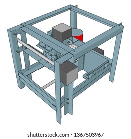 Vector illustration of a cnc machine on white background