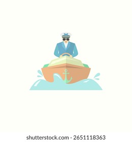 Ilustração vetorial de uma guarda costeira montando um barco em serviço no mar. Ilustração do projeto do salva-vidas