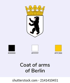 Ilustración vectorial del escudo de armas de Berlín aislado sobre fondo azul claro. Lo más cerca posible del original. listo para usar, fácil de editar. 
