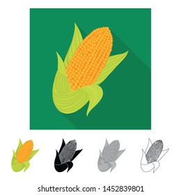 Vector illustration of cob and maize symbol. Collection of cob and popcorn stock vector illustration.