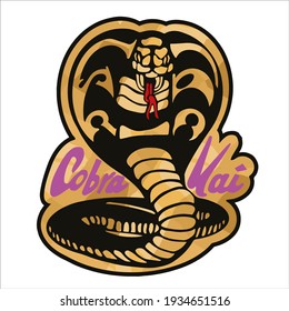 Vector illustration of a cobra about to jumpisolated on white. Karate symbol for shirts or posters. 