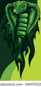 vector illustration of cobra head with flames