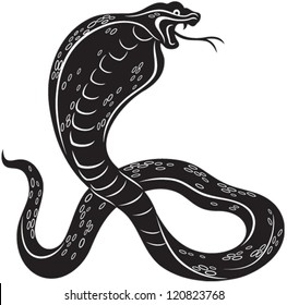 Vector illustration of a Cobra snake, black and white style