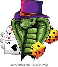 vector illustration of cobra snake head with hat