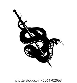  ilustración vectorial de una cobra con una espada