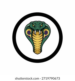 ilustração vetorial da cabeça de uma cobra em um círculo sobre um fundo branco