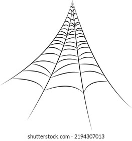 Vector illustration of cobweb in black color. spider web in line art style.
