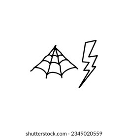 vector illustration of a cobweb with lightning