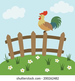 vector illustration with a cock 