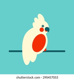 Vector illustration of cockatoo. Can be used for logo. Clean line style.