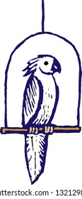 Vector illustration of cockatoo sitting on perch