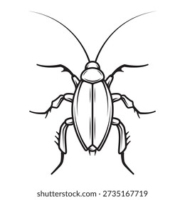 Vector Illustration Cockroach in Black and White Line Art Style