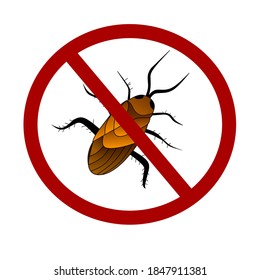 vector illustration of cockroach insect repellent sign.