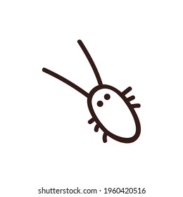 Vector illustration of a cockroach on a white background. The insect lives in the house. Roach logo icon.