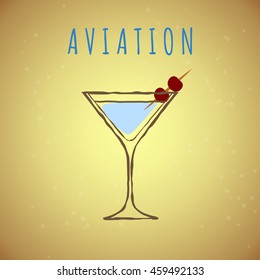 vector illustration of cocktail aviation, stylized in color