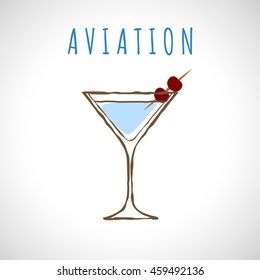 vector illustration of cocktail aviation, stylized in color