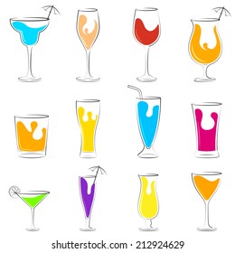 vector illustration of Cocktail and Beverage drink set