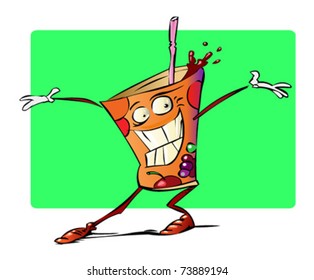 Vector illustration cocktail cheerful  cartoon character
