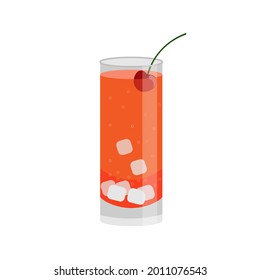 vector illustration of a cocktail with cherries and ice