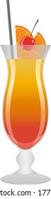 Vector illustration of a cocktail decorated with cherries and orange slices.