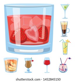 Vector illustration of cocktail and drink logo. Collection of cocktail and ice vector icon for stock.