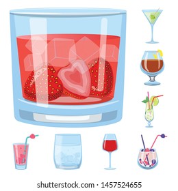 Vector illustration of cocktail and drink sign. Set of cocktail and ice stock symbol for web.