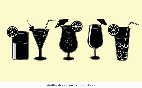 vector illustration of cocktail drinks collection with an elegant and simple design concept