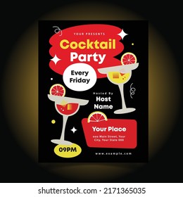 Vector Illustration Of Cocktail Flyer Template