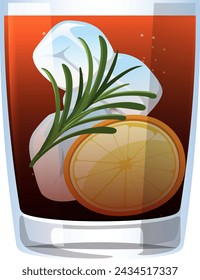 Vector illustration of a cocktail with garnishes.