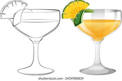 Vector illustration of a cocktail glass with garnish.