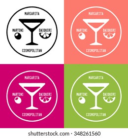 Vector illustration of cocktail glass for margarita, martini, daiquiri, cosmopolitan.