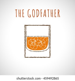 vector illustration of cocktail godfather, stylized in color
