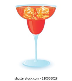 Vector illustration of a cocktail with ice on white background