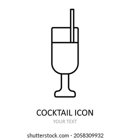 Vector illustration with cocktail icon. Outline drawing.