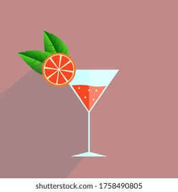 vector illustration with cocktail for icon, poster, print 