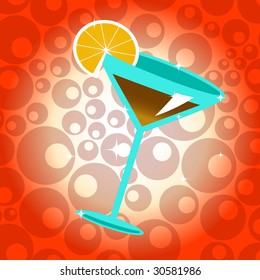 Vector illustration of the cocktail with lemon on the cute background.