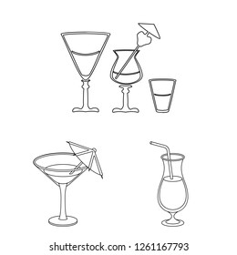Vector illustration of cocktail and menu icon. Set of cocktail and margarita stock symbol for web.