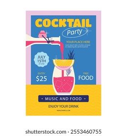 Vector illustration of cocktail party flyer poster template design