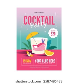 Vector illustration of cocktail party flyer poster template design