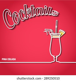 Vector Illustration of Cocktail Party Outline Concept for Design, Website, Background, Banner. Line Infographic Element for you Restaurant or cafe Template