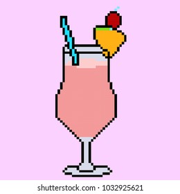 Vector illustration cocktail in pixel art