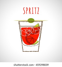 vector illustration of cocktail Spritz stylized in color