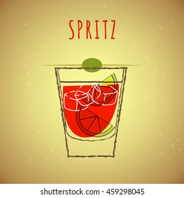 vector illustration of cocktail Spritz stylized in color